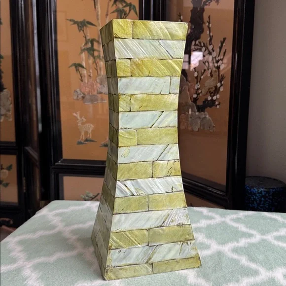 Vietnam mother of pearl overlay bamboo vase National Geographic - Picture 1 of 11